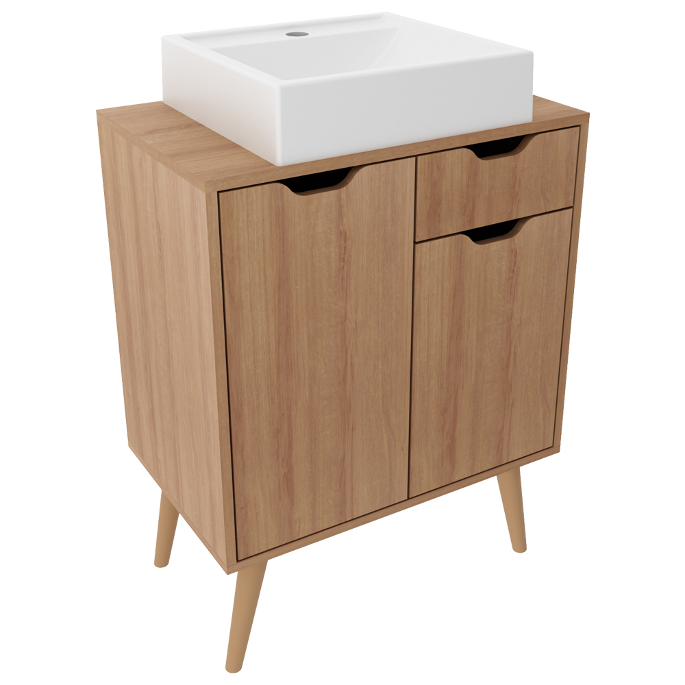 Gabinete Com Cuba Para Banheiro BN3600x37 Amendoa Tecno Mobili