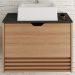 Gabinete Com Cuba Para Banheiro BN3630x13 Amendoa Marmore Lunar Tecno Mobili