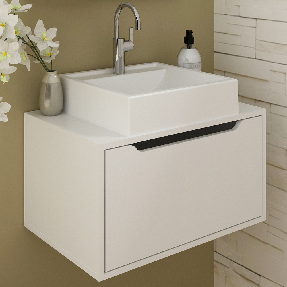 Gabinete Com Cuba Para Banheiro BN3630x46 Branco Tecno Mobili