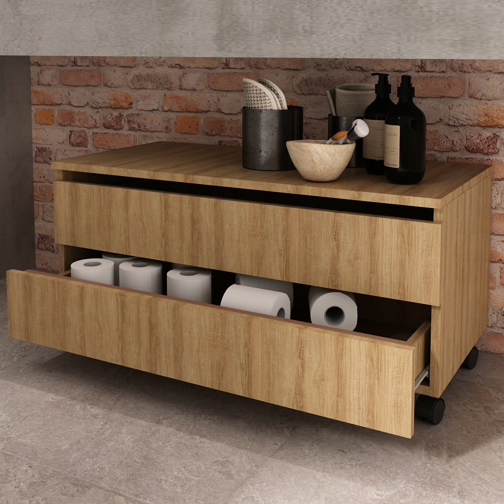 Gabinete Para Banheiro 2 Gavetas BN3603 Amendoa Tecno Mobili