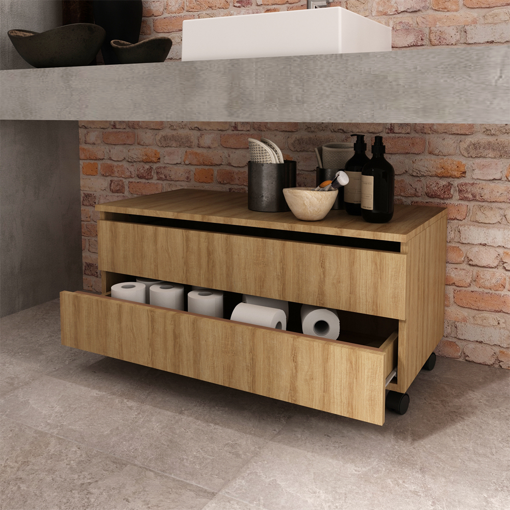 Gabinete Para Banheiro 2 Gavetas BN3603 Amendoa Tecno Mobili