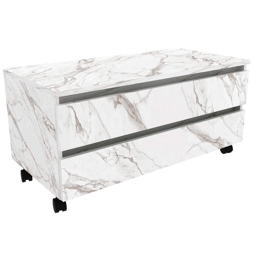 Gabinete Para Banheiro 2 Gavetas BN3603 Marmore Branco Tecno Mobili