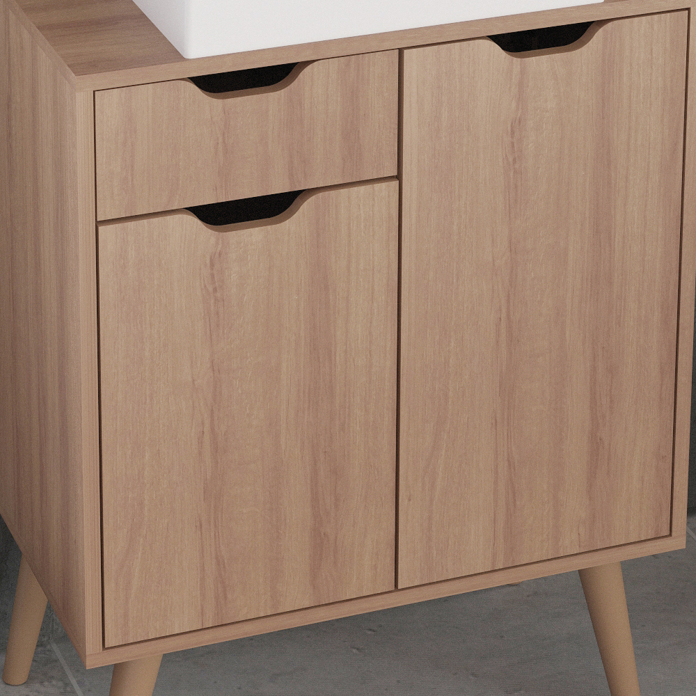 Gabinete Para Banheiro 2 Portas 1 Gaveta BN3637 Amendoa Tecno Mobili