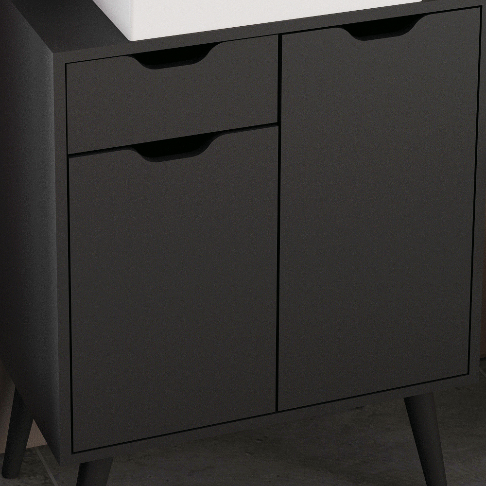 Gabinete Para Banheiro 2 Portas 1 Gaveta BN3637 Preto Tecno Mobili