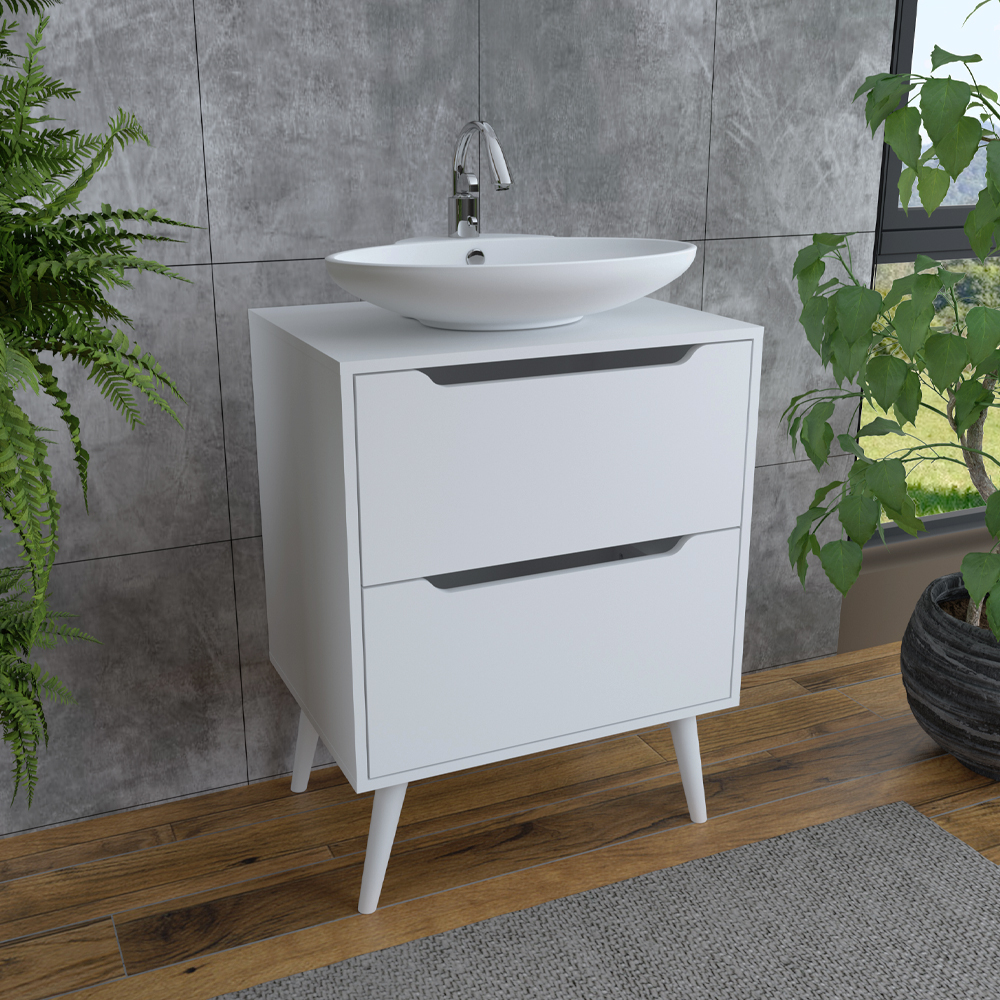 Gabinete Para Banheiro 60 cm Com 2 Gavetas BN3639 Branco Tecno Mobili