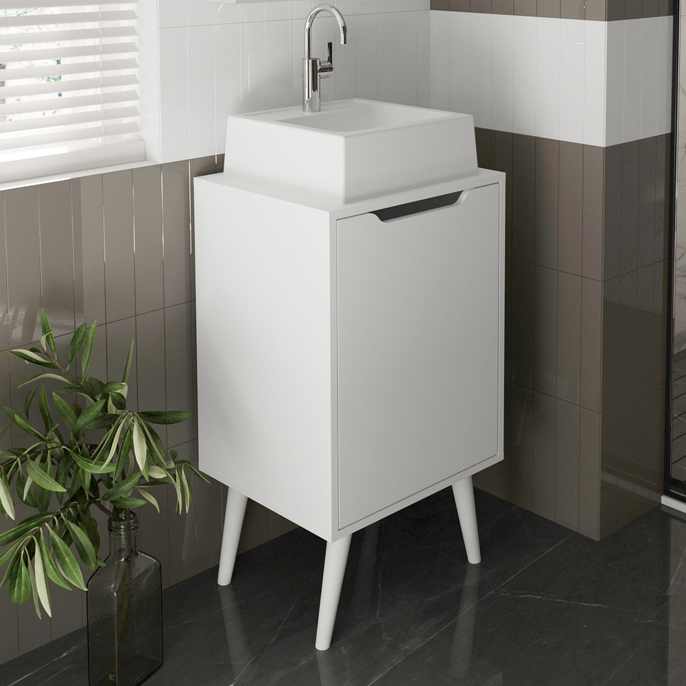 Gabinete Para Banheiro Pes Palito 1 Porta BN3641 Branco Tecno Mobili