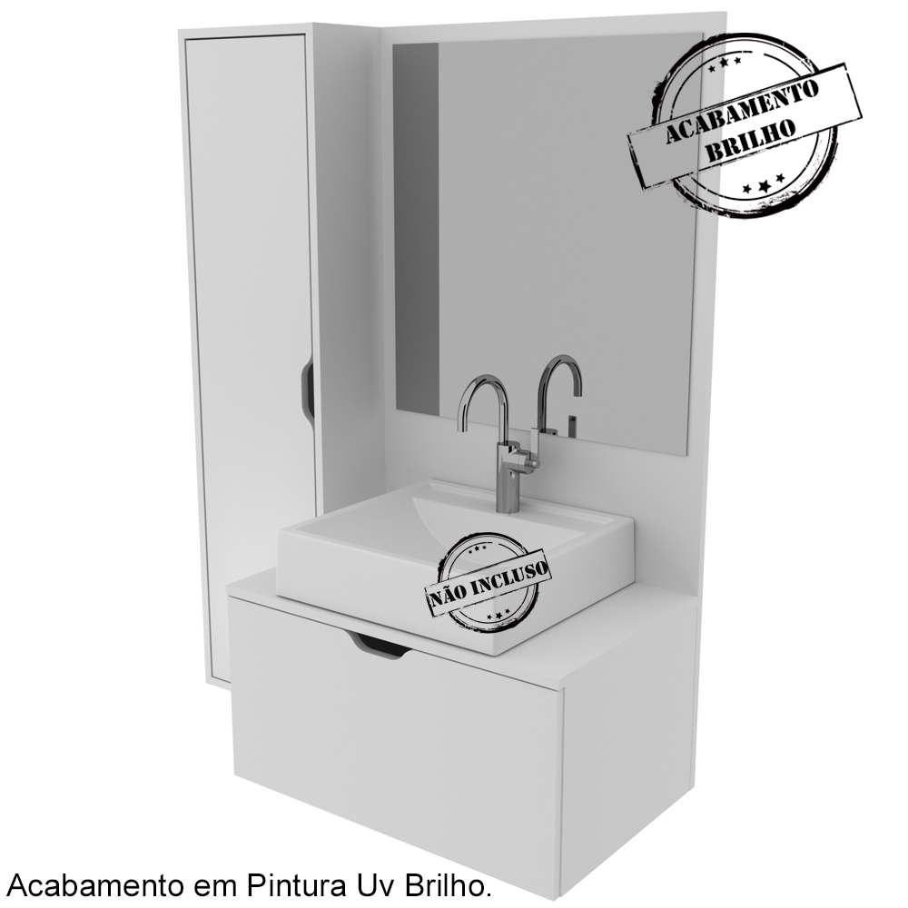 Gabinete Para Cuba De Banheiro Com Espelho BN3604 Branco Tecno Mobili