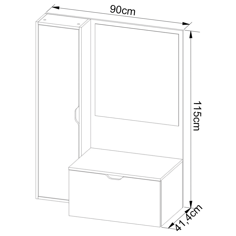 Gabinete Para Cuba De Banheiro Com Espelho BN3604 Marmore Branco Tecno Mobili