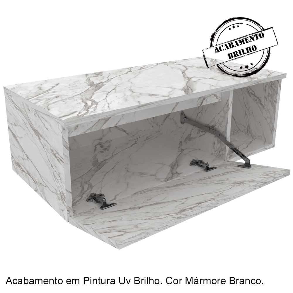Gabinete Suspenso Com Cuba E Espelheira BN3600x01x02 Marmore Branco Tecno Mobili