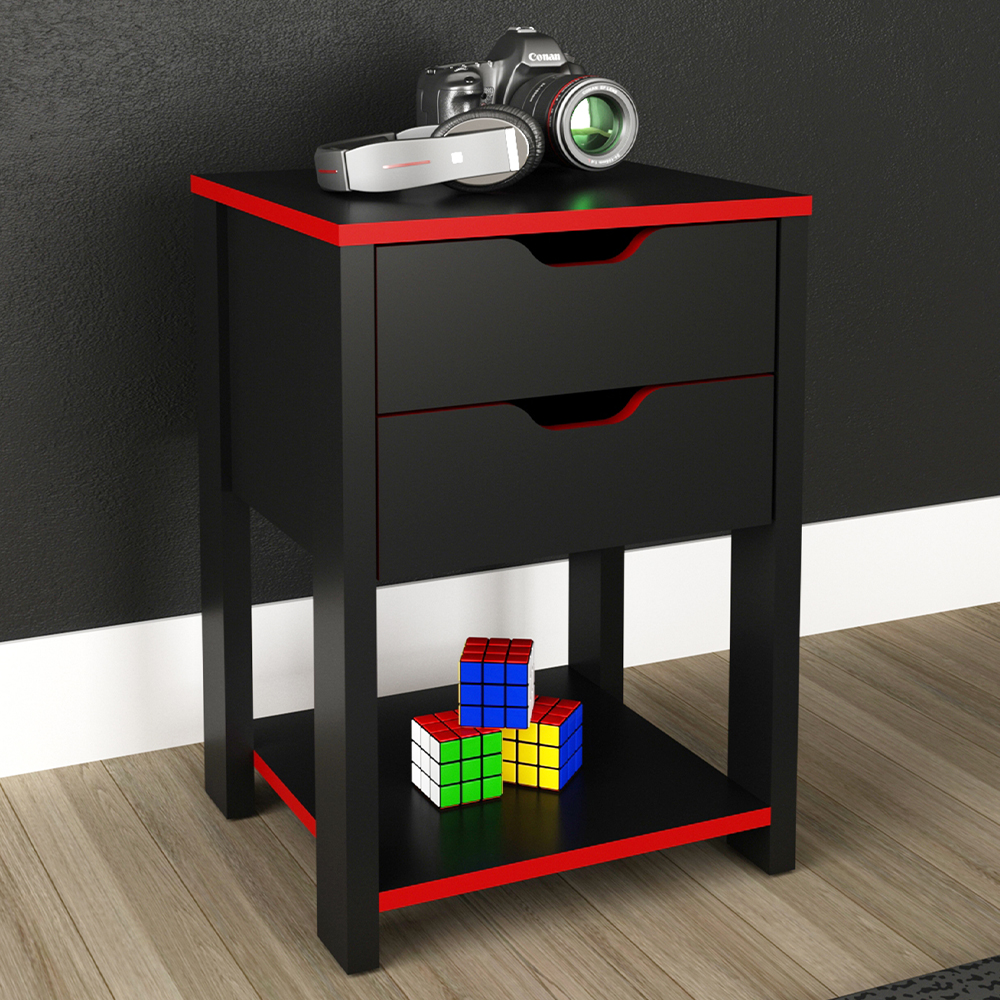 Gaveteiro Gamer 2 Gaveta ME4163 Preto Vermelho Tecno Mobili