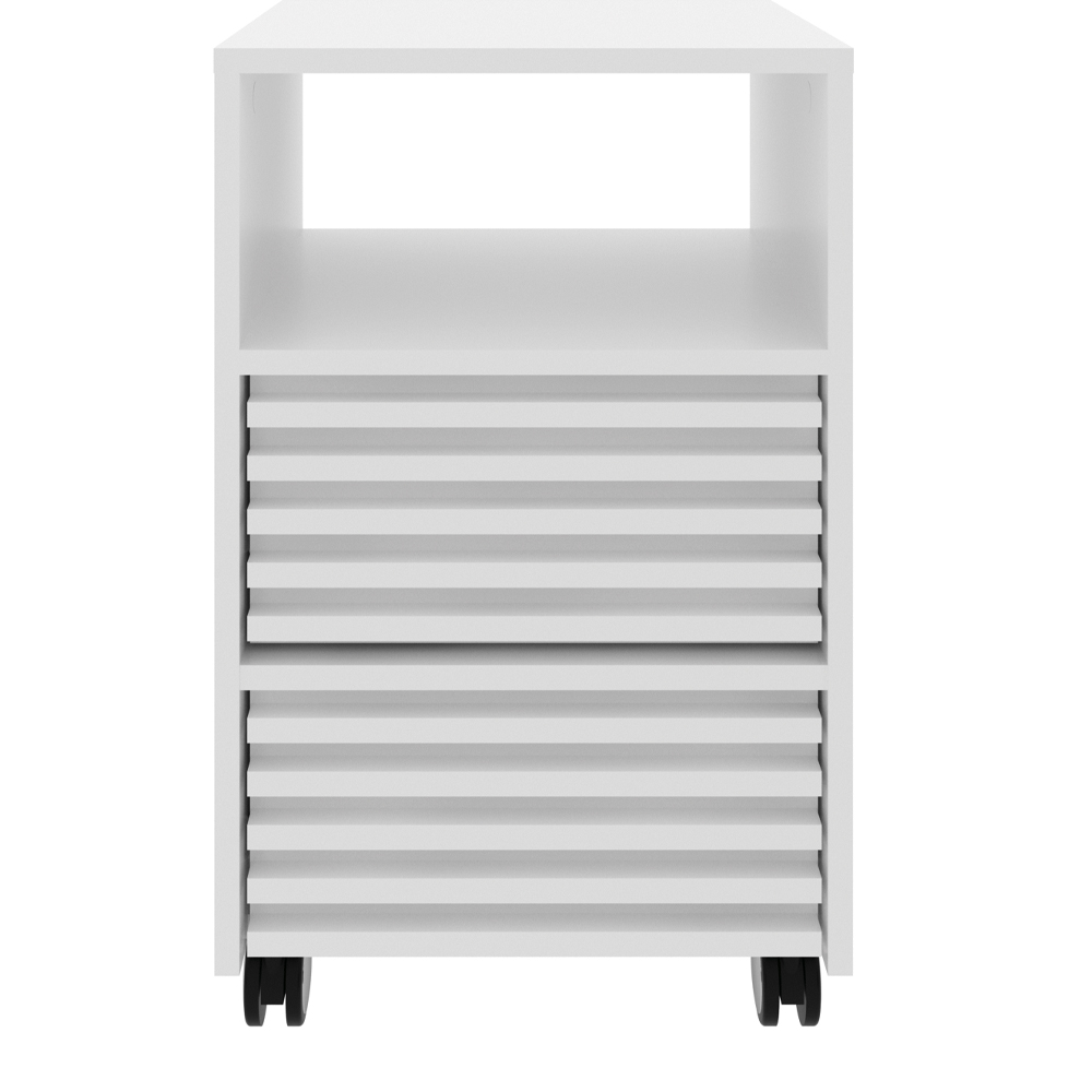 Gaveteiro com Rodizio e 2 Gavetas Ripado ME4175 Branco Tecno Mobili