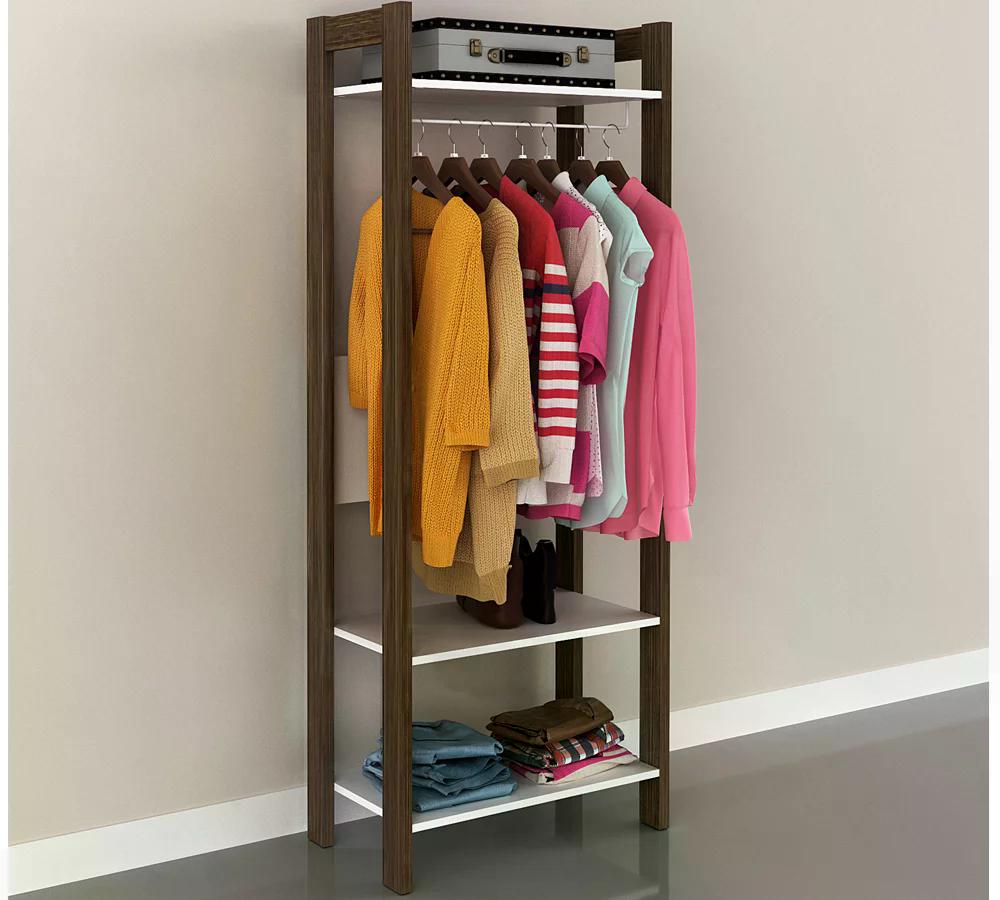 Guarda Roupa Modulado Closet AZ1029 Branco Nogal Tecno Mobili
