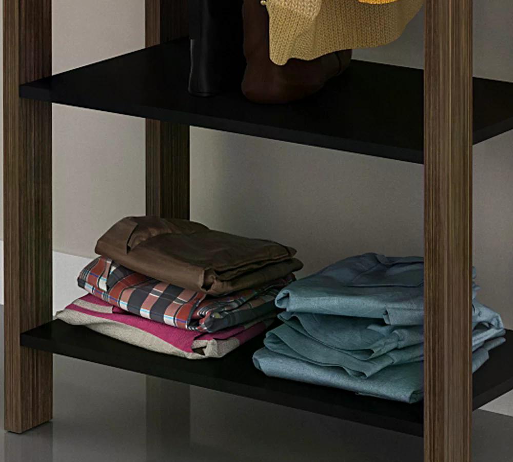 Guarda Roupa Modulado Closet AZ1029 Preto Nogal Tecno Mobili