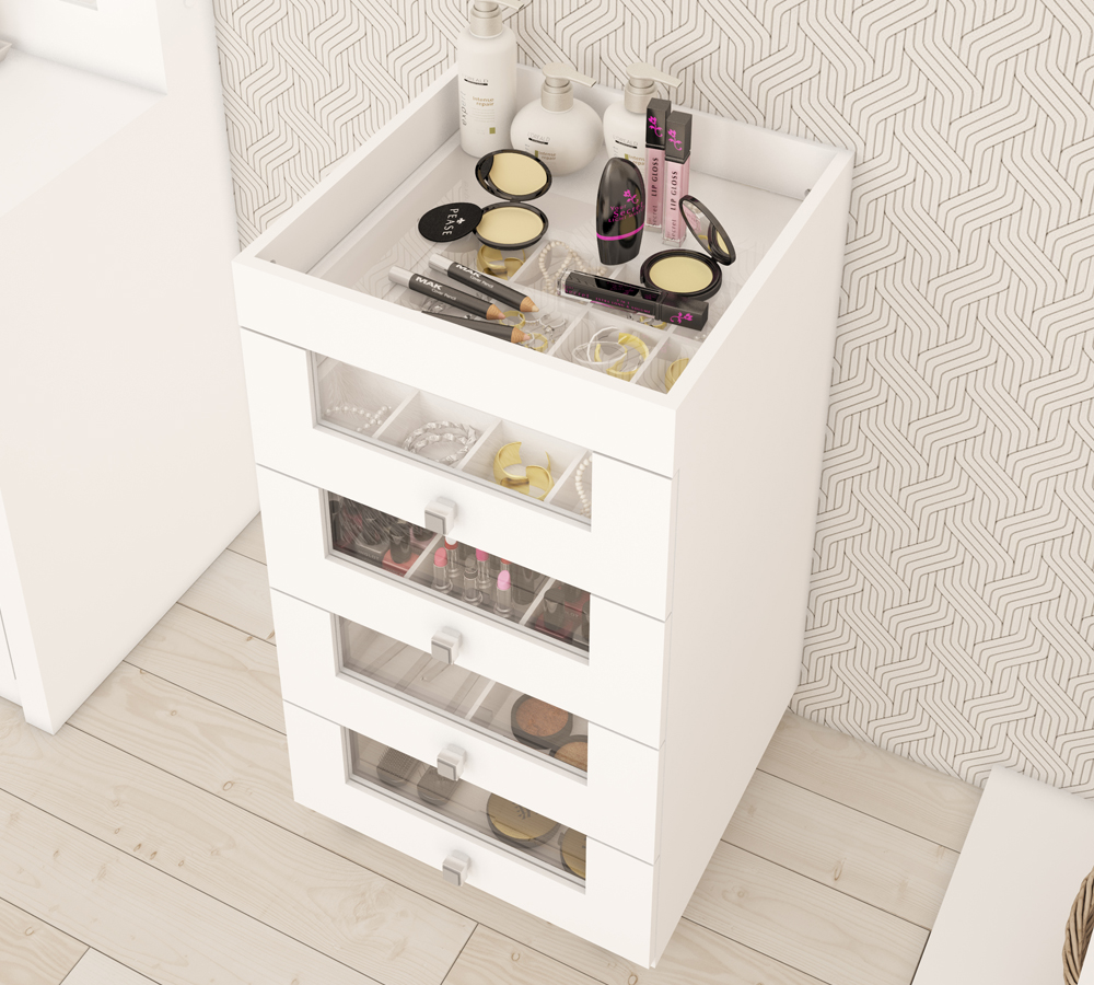 Kit 02 Carrinhos Organizador De Maquiagem PE2009 Branco Tecno Mobili