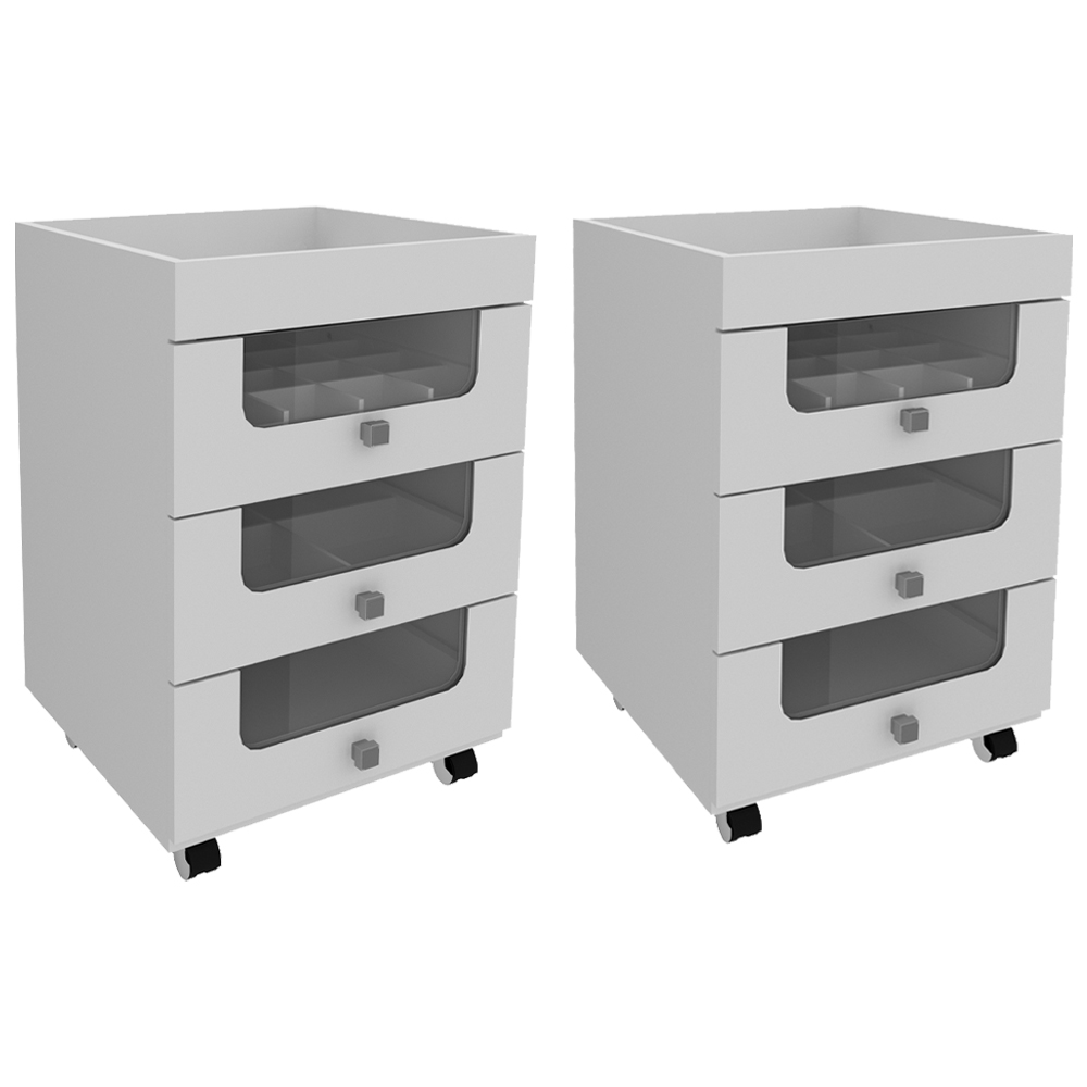 Kit 02 Carrinhos Organizador De Maquiagem PE2013 Branco Tecno Mobili