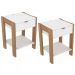 Kit 02 Mesa De Cabeceira Com Tomada 1 Gaveta AZ1016 Amendoa Branco Tecno Mobili