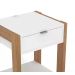 Kit 02 Mesa De Cabeceira Com Tomada 1 Gaveta AZ1016 Amendoa Branco Tecno Mobili