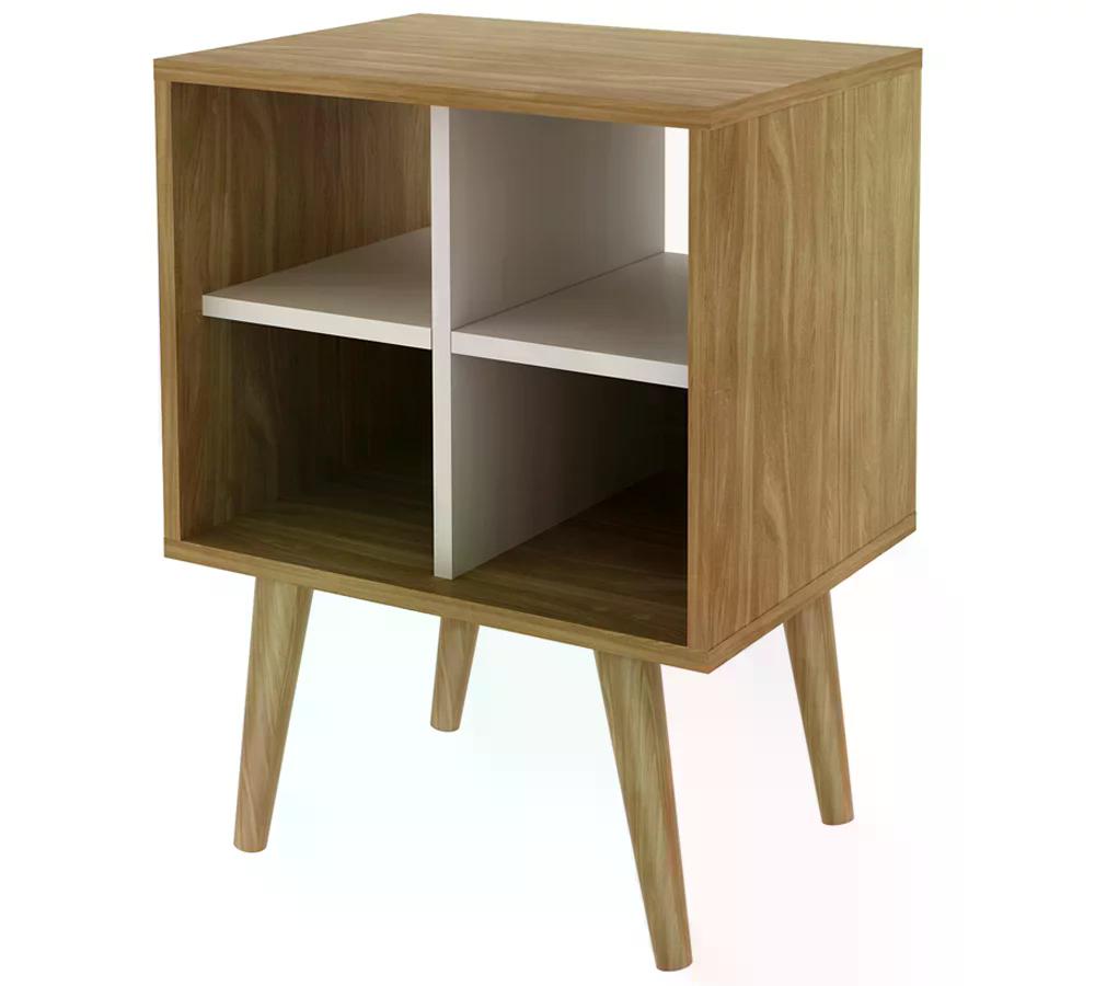 Mesa De Apoio Lateral 04 Nichos E1720 Natural Off White Tecno Mobili