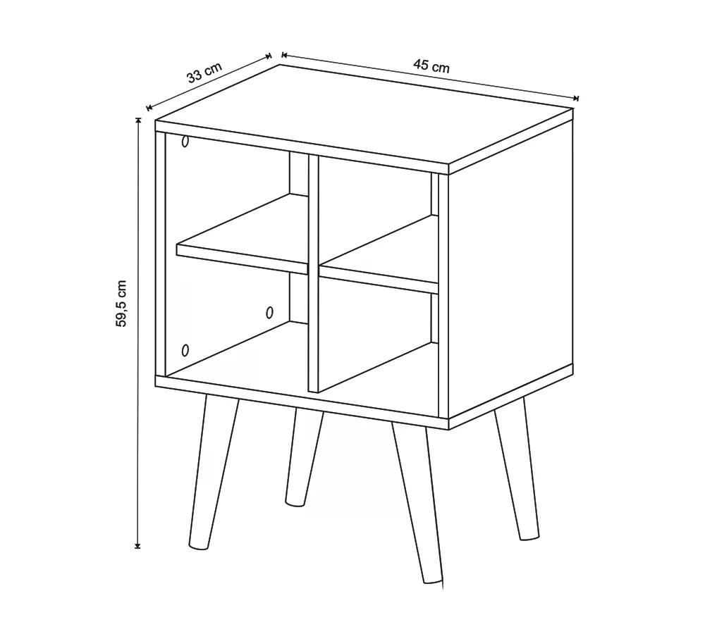 Mesa De Apoio Lateral 04 Nichos E1720 Natural Off White Tecno Mobili
