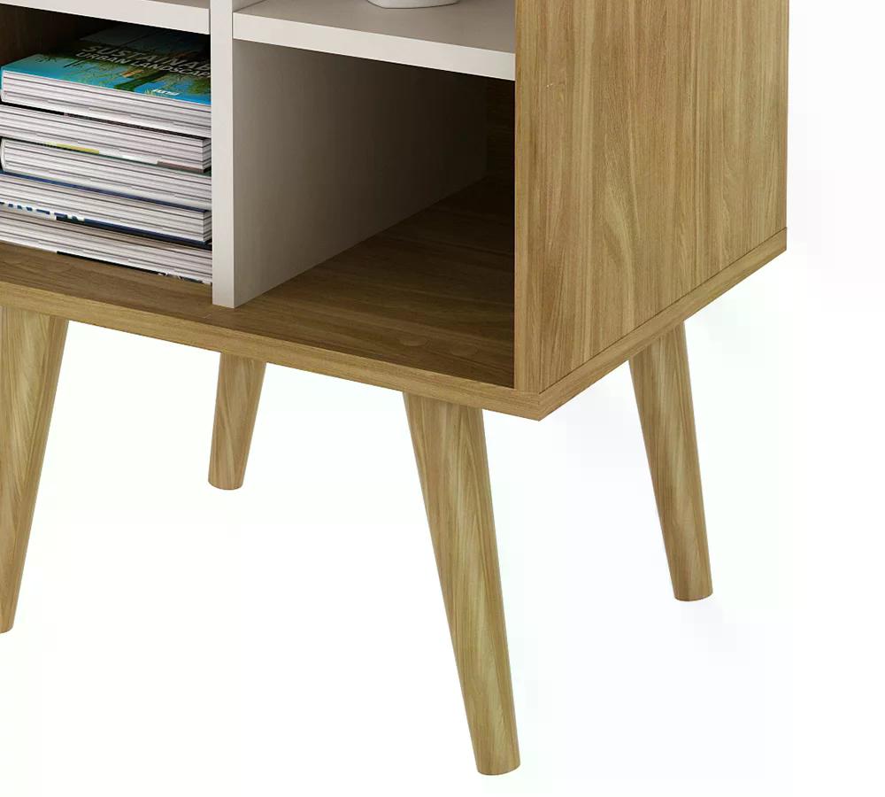 Mesa De Apoio Lateral 04 Nichos E1720 Natural Off White Tecno Mobili