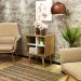 Mesa De Apoio Lateral 04 Nichos E1720 Natural Off White Tecno Mobili