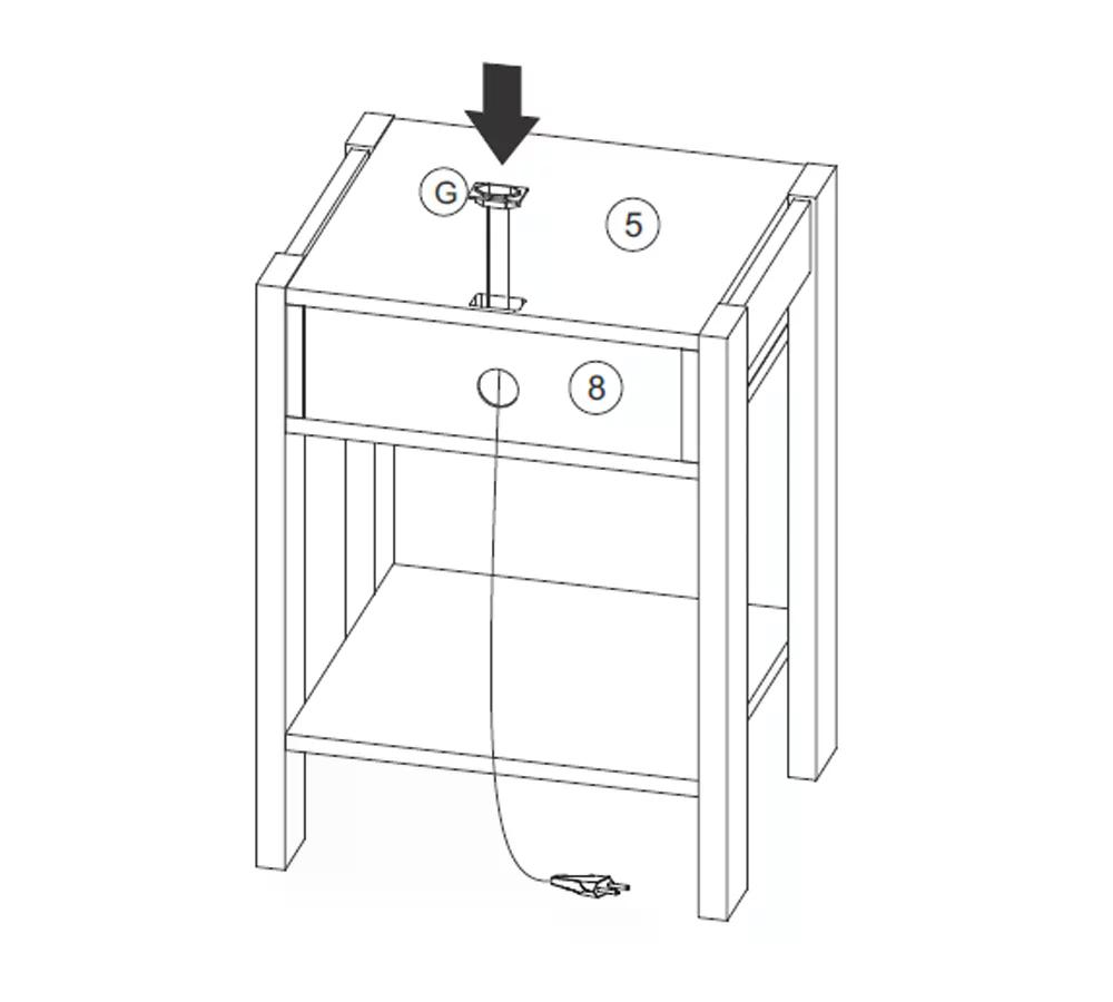 Mesa De Cabeceira Com Tomada 1 Gaveta AZ1016 Amendoa Branco Tecno Mobili