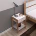 Mesa De Cabeceira Com Tomada 1 Gaveta AZ1016 Amendoa Branco Tecno Mobili