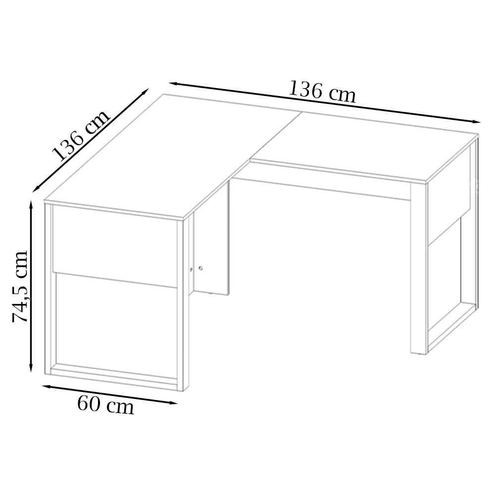 Mesa De Canto Para Escritorio ME4181 Amendoa Preto Tecno Mobili