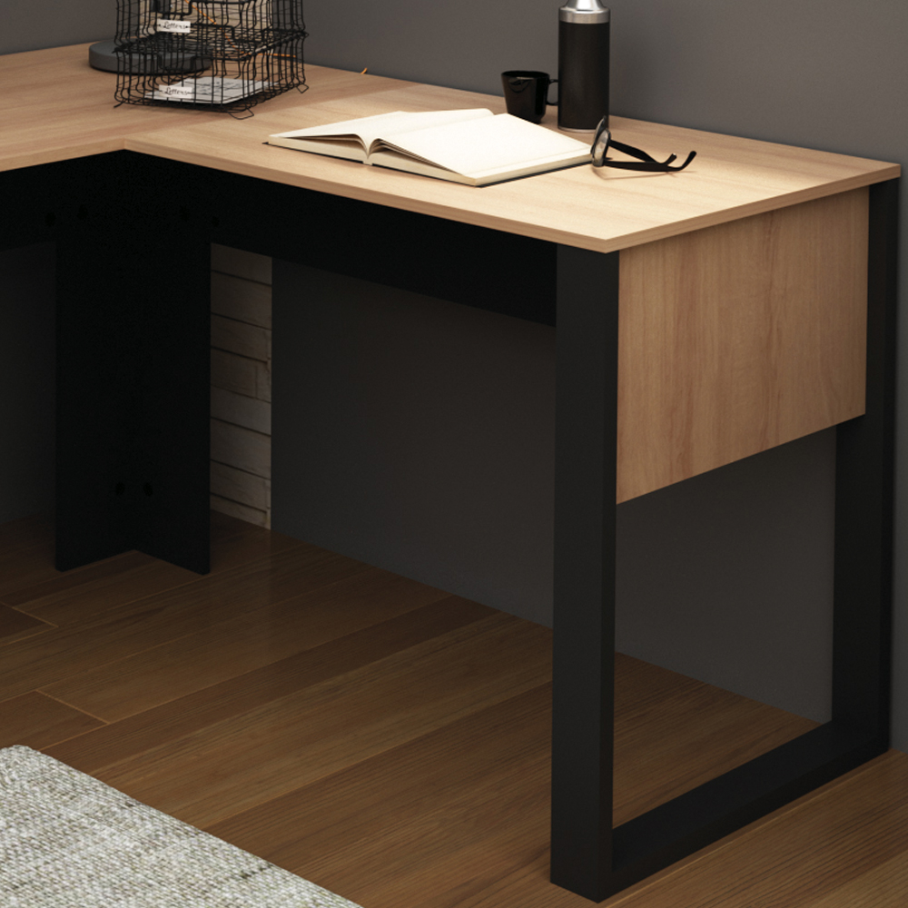 Mesa De Canto Para Escritorio ME4181 Amendoa Preto Tecno Mobili