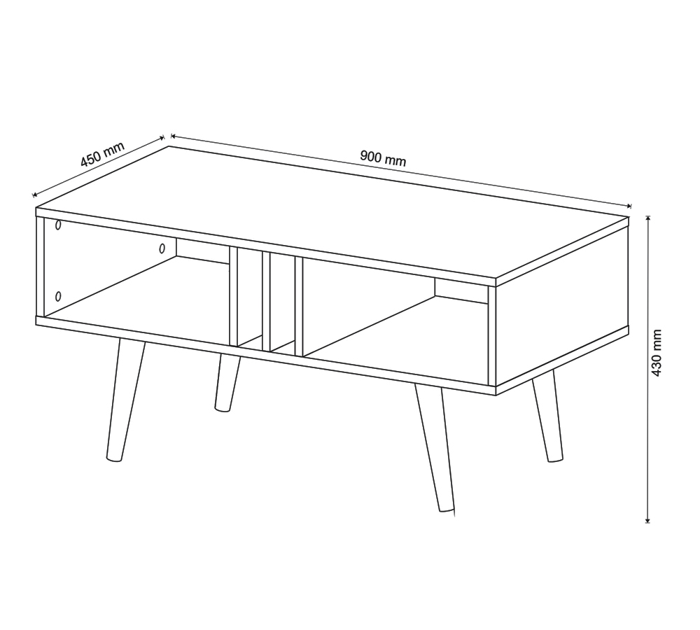 Mesa De Centro 02 Nichos MC2226 Natural Tecno Mobili
