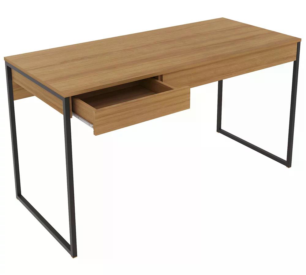 Mesa Escrivaninha 1 Gaveta Pes Tubular ME4156 Amendoa Preto Tecno Mobili