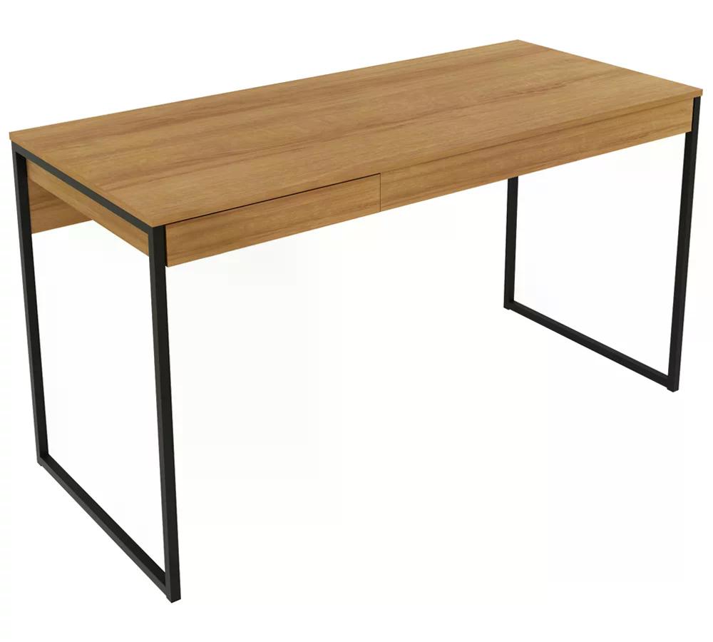 Mesa Escrivaninha 1 Gaveta Pes Tubular ME4156 Amendoa Preto Tecno Mobili