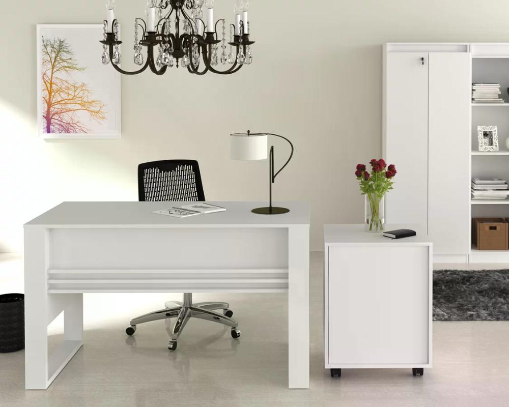 Mesa Escrivaninha Para Escritorio ME4146 Branco Tecno Mobili