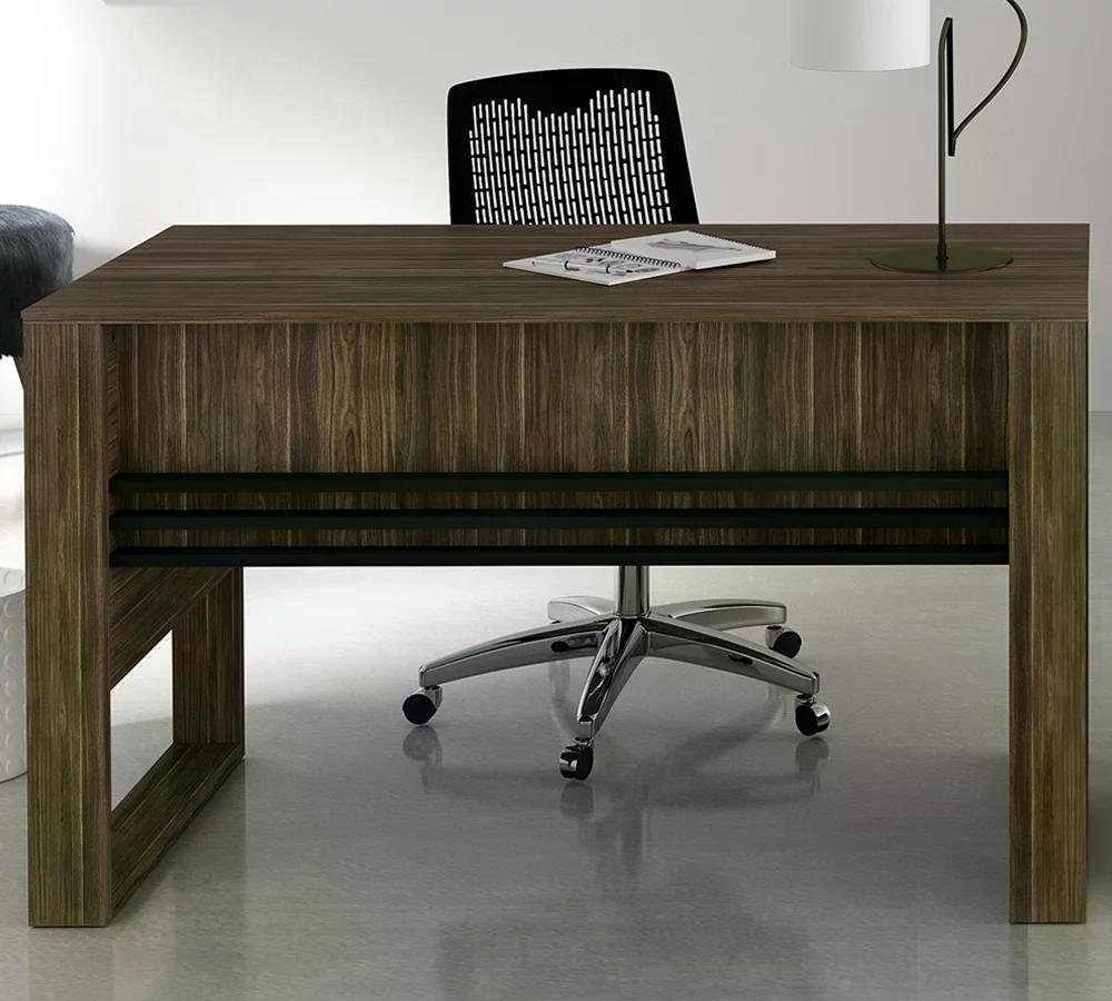 Mesa Escrivaninha Para Escritorio ME4146 Nogal Preto Tecno Mobili