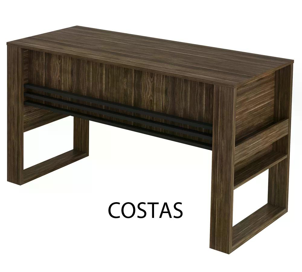 Mesa Escrivaninha Para Escritorio ME4146 Nogal Preto Tecno Mobili