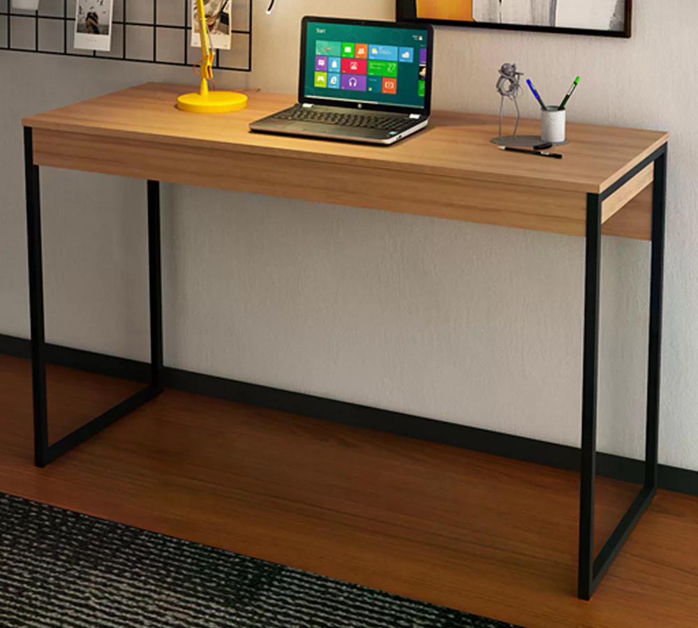 Mesa Escrivaninha Pes Tubular ME4160 Amendoa Preto Tecno Mobili