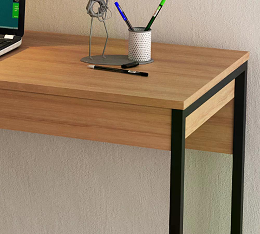 Mesa Escrivaninha Pes Tubular ME4160 Amendoa Preto Tecno Mobili