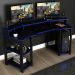 Mesa Gamer Cockpit 3 Prateleiras ME4167 Preto Azul Tecno Mobili