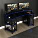 Mesa Gamer Cockpit 3 Prateleiras ME4167 Preto Azul Tecno Mobili