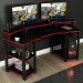 Mesa Gamer Cockpit 3 Prateleiras ME4167 Preto Vermelho Tecno Mobili