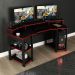Mesa Gamer Cockpit 3 Prateleiras ME4167 Preto Vermelho Tecno Mobili