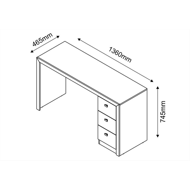 Mesa Para Computador 3 Gavetas ME4102 Amêndoa - Tecno Mobili