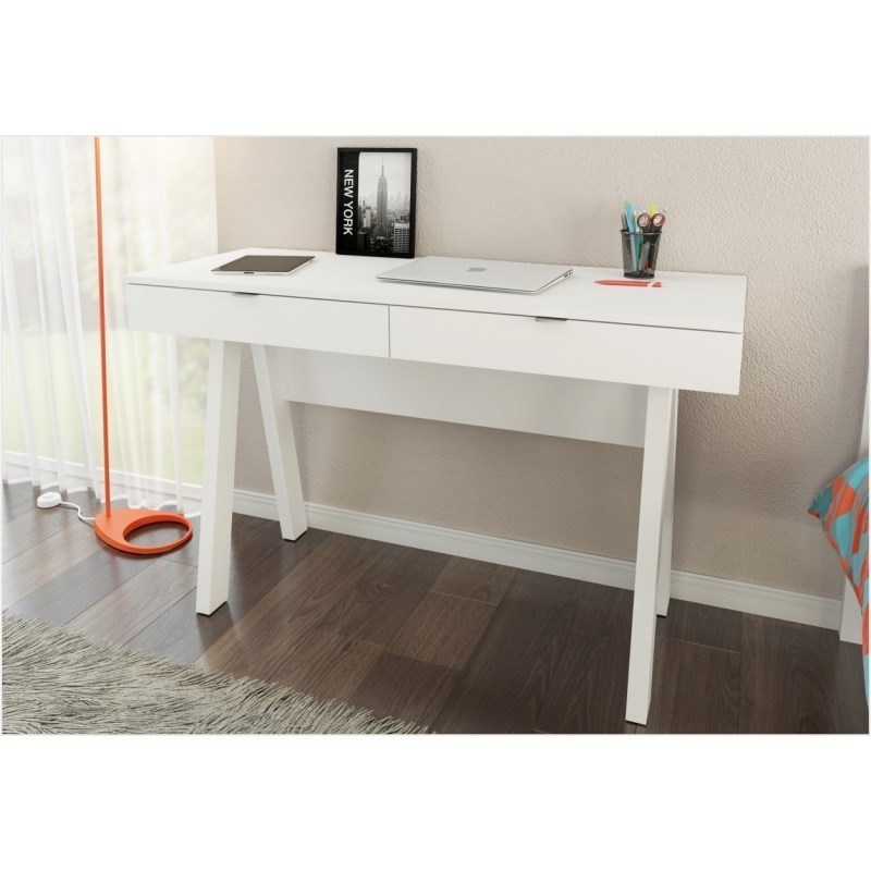 Mesa Para Escritório 2 Gavetas ME4128 Branco - Tecno Mobili