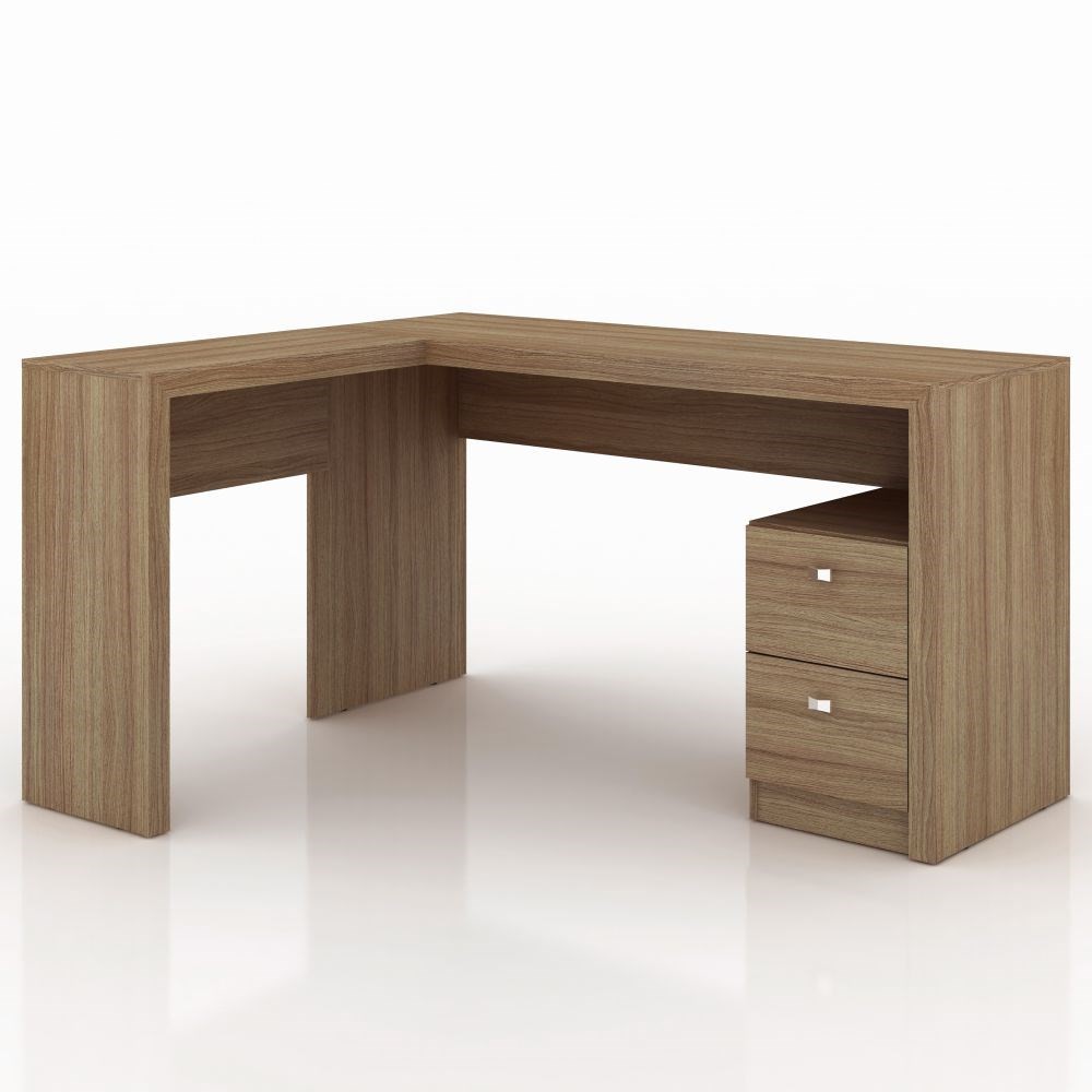 Mesa Para Escritório 2 Gavetas ME4129 Amêndoa - Tecno Mobili