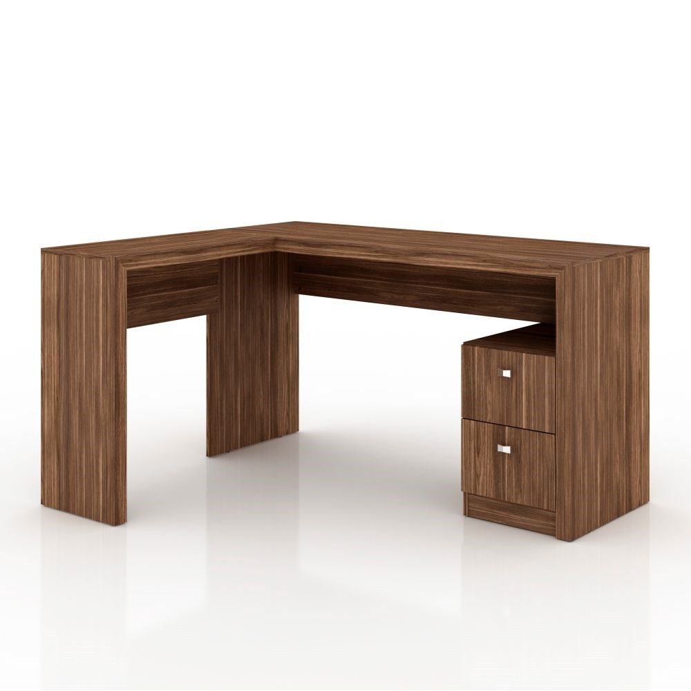 Mesa Para Escritório 2 Gavetas ME4129 Nogal - Tecno Mobili