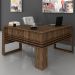 Mesa Para Escritório em L ME4145 Nogal/Nogal - Tecno Mobili