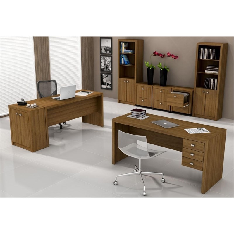 Mesa com 03 Gavetas para Home Office ME4113 Amendoa - Tecno Mobili