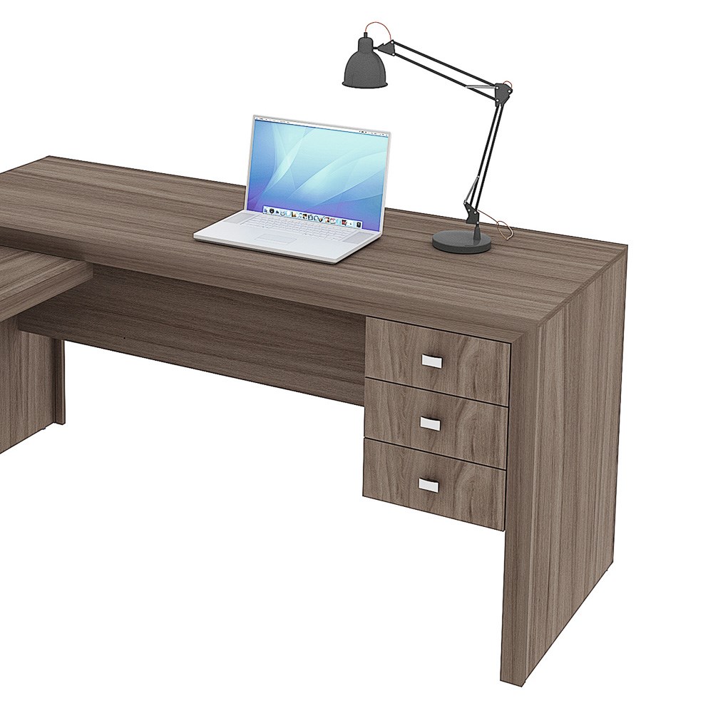 Mesa de Canto Para Escritório 3 Gavetas ME4106 Carvalho - Tecno Mobili