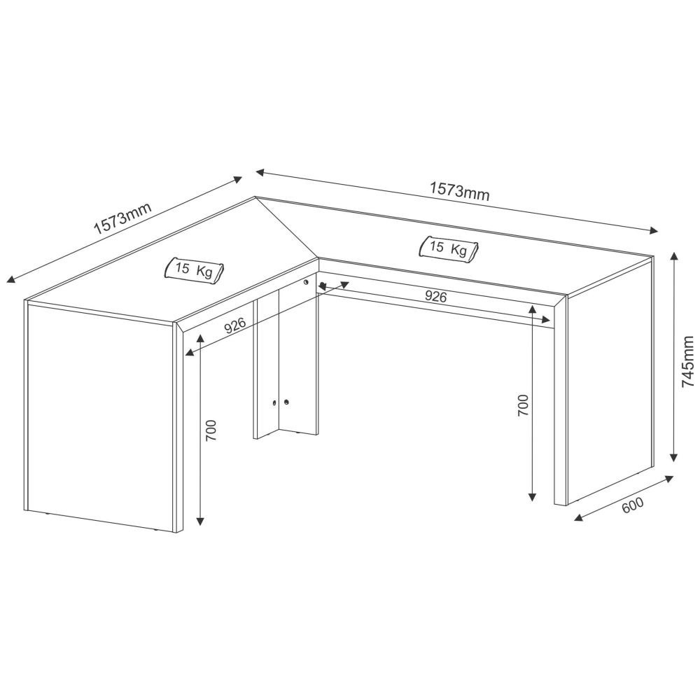 Mesa de canto para Home Office ME4116 Nogal - Tecno Mobili