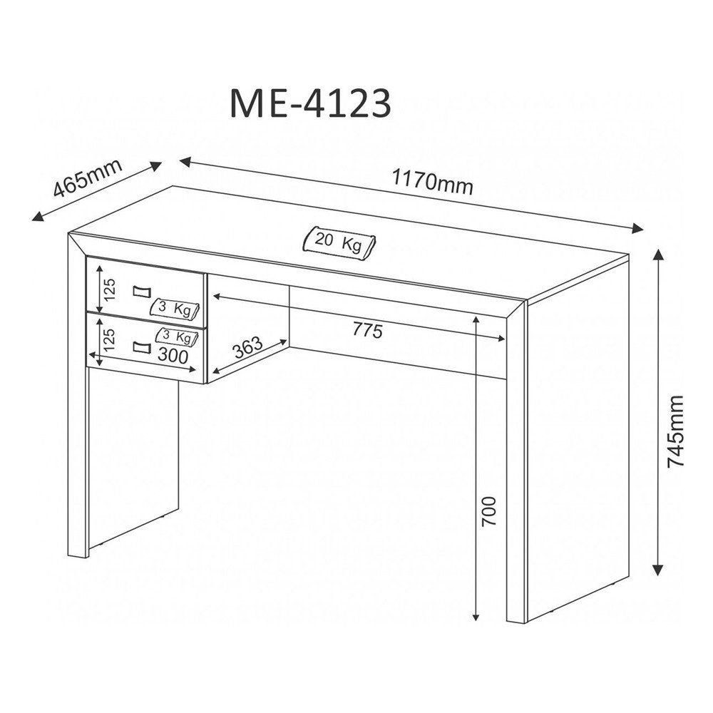 Mesa para Computador com 02 Gavetas ME4123 Branco - Tecno Mobili